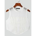 thumbnail image 3 of Men's Sleeveless O-neck Vests Mesh Patchwork Transparent Tank Tops, 3 of 5