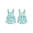 thumbnail image 2 of Raccmtaty Little Girl Suspender Jumpsuit Floral Print Pocket Front Sleeveless Overalls Shorts, 2 of 8