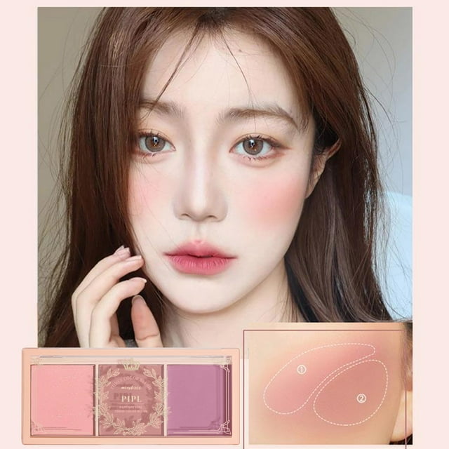 Rubor para mejillas, rubor en polvo rosa, rubor en polvo, maquillaje nude, color naranja mate natural, rubor duradero, plato para rubor.