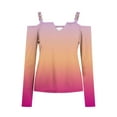 thumbnail image 5 of FAIWAD Womens Long Sleeve Cold Shoulder Tops V Neck Hollow Out Strape Blouses Slim Stretch Tunic Tops, 5 of 5