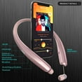 thumbnail image 2 of Foldable Bluetooth Headphones, Wireless Neckband Sports Headset with Retractable Earbuds, Sweatproof Noise Cancelling Stereo Earphones with Mic, 2 of 12