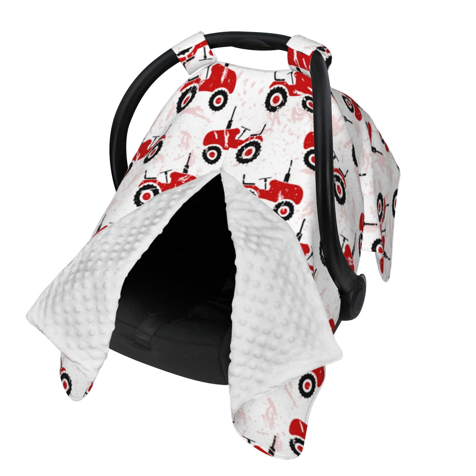 Naloa Red Wheeled Tractors Baby Car Seat Cover, Breathable Baby Carrier Cover, Multiuse Baby Carrier Cover & Nursing Breastfeeding Cover