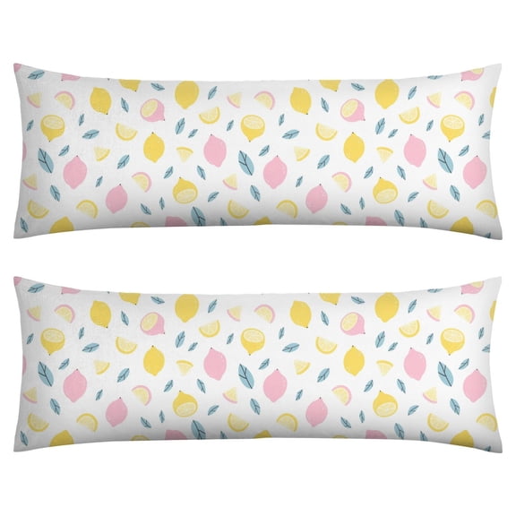 Lemon Print Body Pillow Cover - Soft & Breathable Fabric, Hidden Zipper, 20"x54", Cute Fruit & Floral Design - Perfect Gift for Lemon Lovers, Summer Decor, Side Sleepers & Pregnancy Support