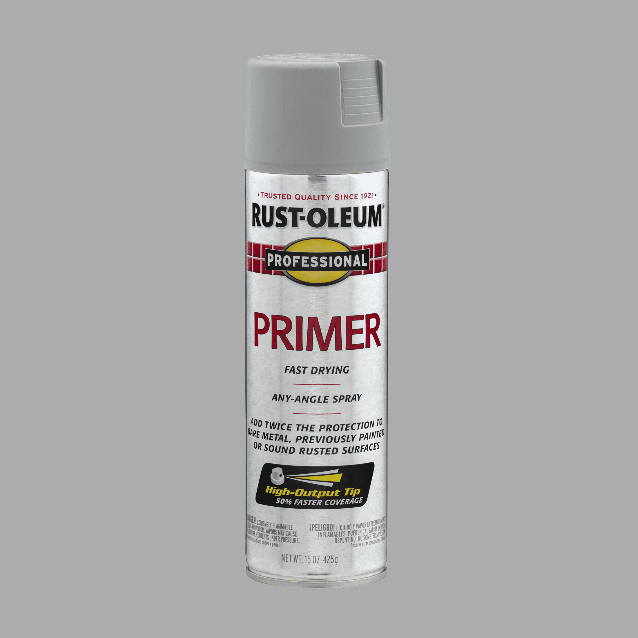 (2 pack) Gray Primer, Rust-Oleum Professional High-Performance Enamel Flat Spray Paint-7582838, 15 oz