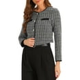 thumbnail image 4 of CHAQUETA DE TWEED PARA MUJER CON CUELLO REDONDO Y CIERRE DE BOTONES, MANGA LARGA, NEGRO-Blanco, 4 of 6