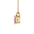 thumbnail image 3 of Clara Pucci 18K Yellow Solid Hypoallergenic Gold 3Ct Pink Zircon Princess Cut Solitaire Designer Necklace Pendant For April, 3 of 6