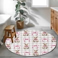 thumbnail image 3 of Round Rug 3.3Ft Washable Non-Slip, Easter Circle Area Rugs for Living Room Bedroom, Spring Pink Bow Rabbit Grey White Gingham Plaid Indoor Floor Mats Carpet Runner for Home Decor Aesthetic, 3 of 8