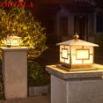 thumbnail image 2 of Lámpara de poste LED para exteriores OUTELA de latón clásico para jardín, luz de paisaje, pilar de patio simple, IP65, resistente al agua, estilo retro, 2 of 5