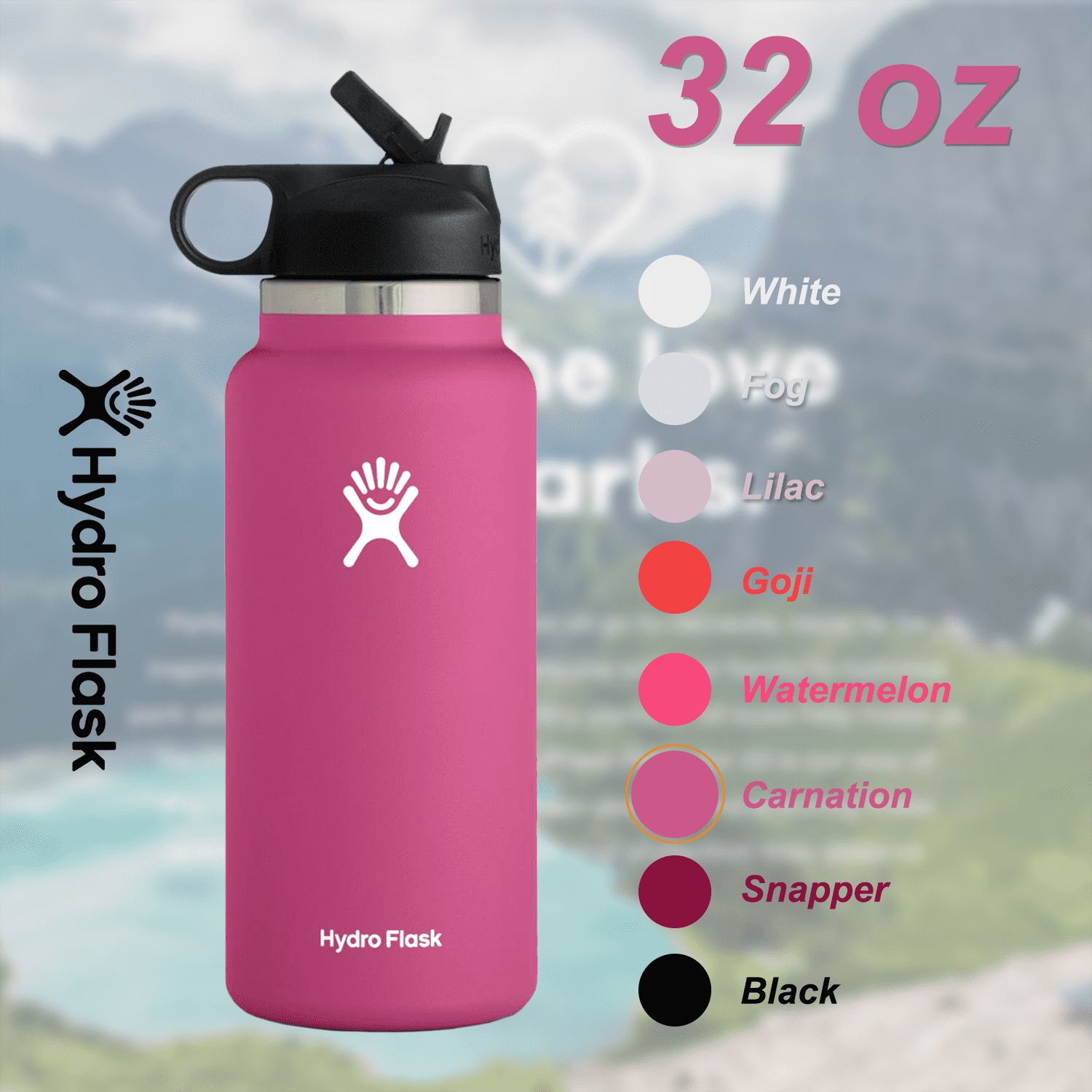 Hydro Flask Wide Mouth 2.0 Water Bottle, Straw Lid, Multiple Colors