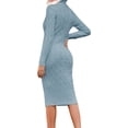 thumbnail image 3 of Autumn Winter Womens Long Sleeve Turtleneck Sweater Dresses Knitted Bodycon Midi Sheath Jumper Dresses, 3 of 4