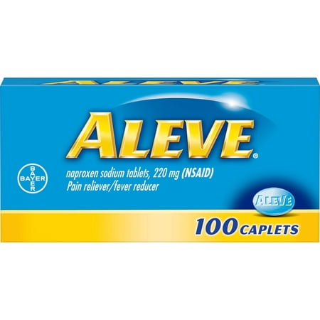 Aleve Pain Reliever/Fever Reducer Naproxen Sodium Caplets, 220 mg, 100 Ct