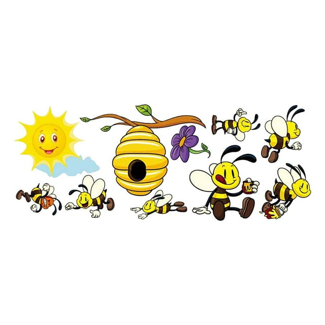 Calcomanías De Pared Extraíbles, Pegatinas De Pared De Abeja Diy, Decoración De Día De Abeja Para Dormitorio De Niños, Sala De Juegos, Habitaciones De Guardería seitruly HA035030-00