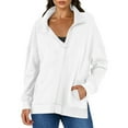 thumbnail image 1 of Women Half Zip Oversized Sweatshirts Long Sleeve Solid Color Drop Shoulder Workout Pullover Leopard Print Zip up Hoodie Full Zip Jacket Crop Sweater Women Half Zip Pullover Women Binding Hoodie Long, 1 of 3