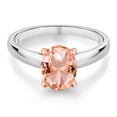 thumbnail image 2 of Gem Stone King 10K White Gold Peach Simulated Morganite Women Solitaire Engagement Ring (2.00 Cttw, Size 7), 2 of 4