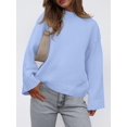 thumbnail image 6 of Women'S Long Sleeve Ribbed Knit Loose Pullover Sweater Tops Fuzzy Knit Casual Chunky Fall Outfits Clothes Light Blue XL, 6 of 9