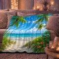 thumbnail image 6 of Tropical Beach Escape Hibiscus Flower, Peaceful Coastal Landscape Scene, Warm Flannel Blanket for Beach House and Living Room, Beach Lovers Housewarming Gift, Coastal Home Decor, 6 of 9