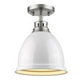 thumbnail image 1 of Golden Lighting 3602-FM PW-WH Duncan Flush Mount, Pewter with White Shade, 1 of 2