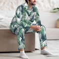 thumbnail image 5 of Mens Pajamas Set, Palm tree_Green Button-Down Pajamas for Men Long Sleeve Mens Sleepwear Lounge Pjs Set, 5 of 5