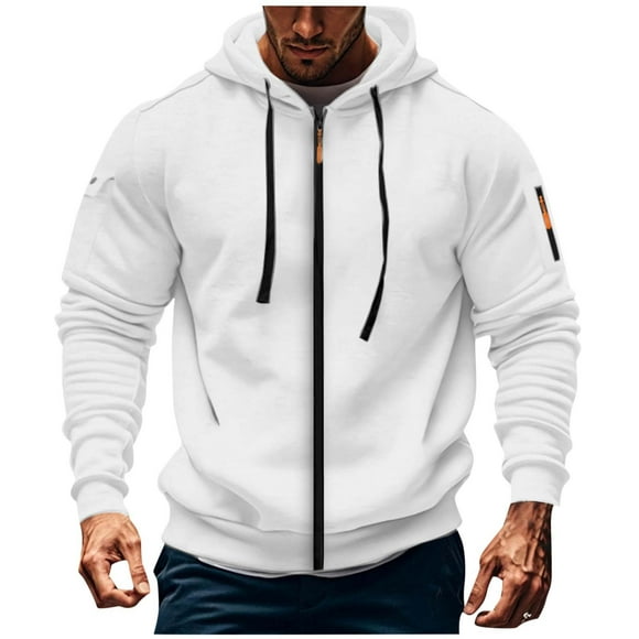 Dolkfu Sudadera con capucha para hombre, sudadera con cremallera completa y bolsillos en las mangas, camiseta de entrenamiento para hombre XXXL