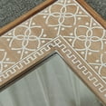 thumbnail image 3 of Parisloft Rectangle Wood Wall Mirror with Floral Pattern, Farmhouse Rustic Wood Wall Mirror for Living room, Entry, Bathroom, Bedroom, Brown, 22 x 39.75 inches, 3 of 5