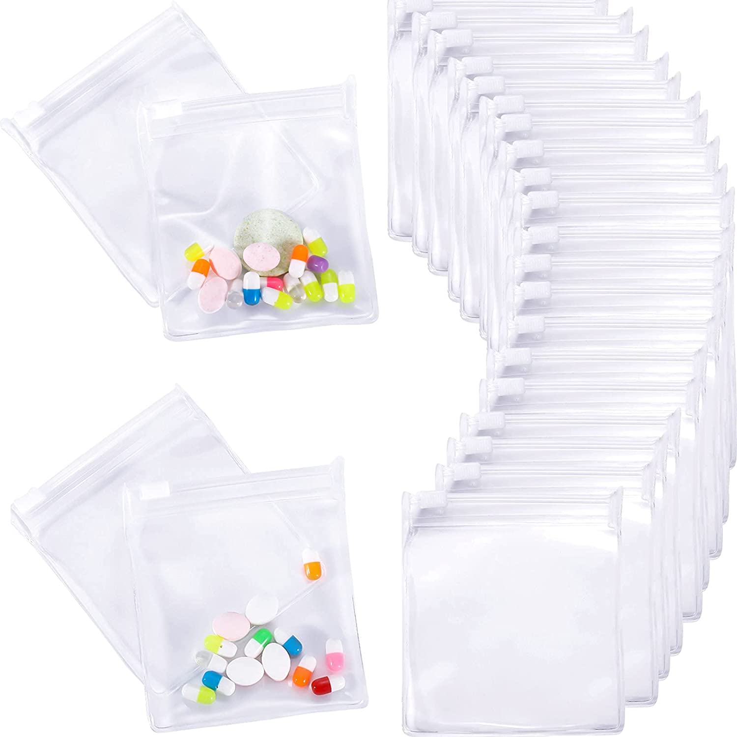 Reusable Zippered Pill Pouch Bags Self Sealing Plastic Bags Daily