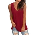 thumbnail image 3 of QAFOPEH Women V Neck Sleeveless Mid-Length Solid Color Basic Tank Top, 3 of 7