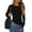 Black, variant on PRETTYGARDEN Womens Fall Long Sleeve Shirts Trendy Crew Neck Fitted Asymmetrical Going Out Tops Ruched Side Tee Blouse