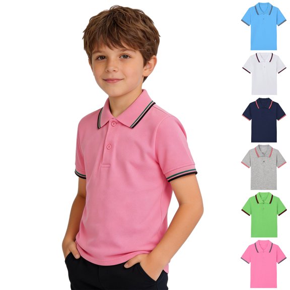 Bigetiay Boys Active Polo Shirt with Short Sleeves Summer Classic Top for Toddler Kids 12-13 Years
