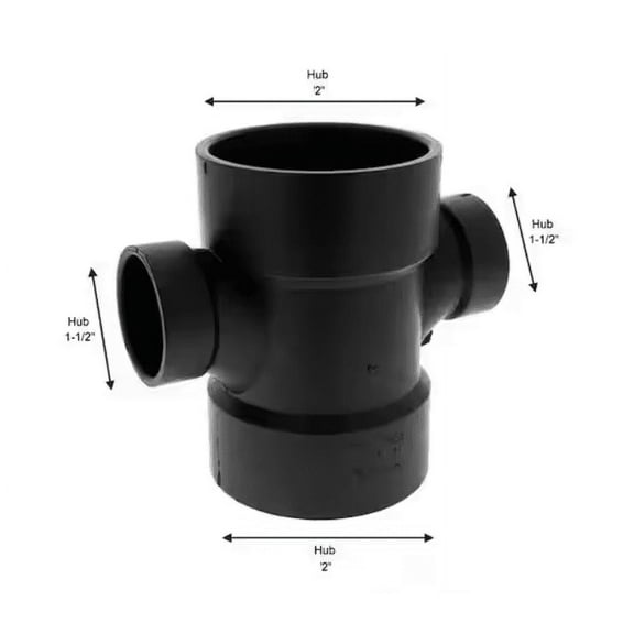 2x2x1.5x1.5 Inch Double Sanitary Tee Reducing, ABS Fitting
