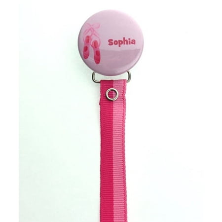Personalized Name Pink Ballet Slippers Pacifier Clip