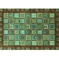 thumbnail image 1 of Ahgly Company Machine Washable Indoor Rectangle Abstract Turquoise Blue Modern Area Rugs, 2' x 5', 1 of 4