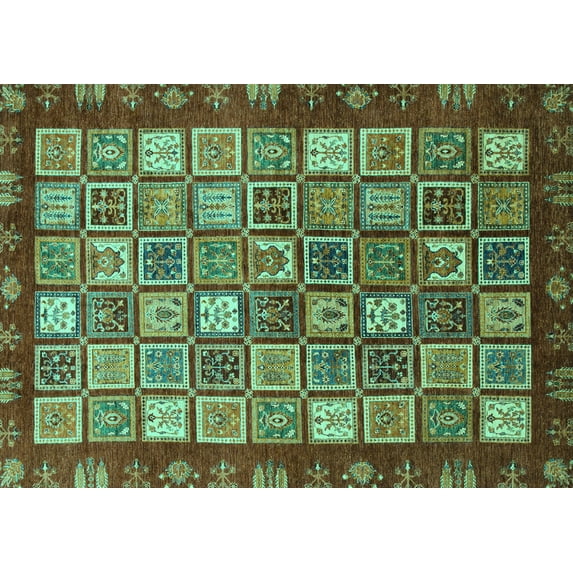 Ahgly Company Machine Washable Indoor Rectangle Abstract Turquoise Blue Modern Area Rugs, 2' x 5'