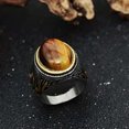 thumbnail image 2 of US 2Pc Mens Stainless Steel Gold Plated Oval Tiger Eye Stone Ring Size 7 8 9-11, 2 of 12