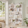 thumbnail image 5 of Homfa 6 Tier Tall Bookshelf and Bookcase, 2PC Wooden Bookcase Display Shelf for Living Room Home Office Library Storage, White, 5 of 10