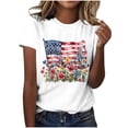 thumbnail image 2 of Pounoo T-Shirts pour Femmes Motif Étoiles et Rayures Manches Courtes Coupe Décontractée Chandails Légers et Confortables Hauts Style de Rue Décontracté Tenue de Fin de Semaine Cadeau, 2 of 6