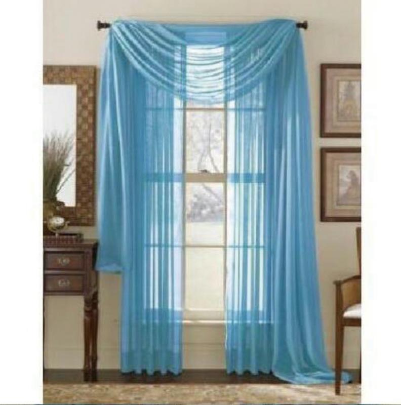 Floral Voile Door Bathroom Curtain Drape Tulle Panel Sheer Scarf