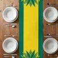 thumbnail image 6 of Pineapple Table Runner - 70 Inch Long, Kitchen Dining Table Runner Dresser Scarves, Boho Tropical Dark Green Yellow Stripe Summer Farmhouse Decor for Coffee Tables Wedding Party Banquet, 6 of 8