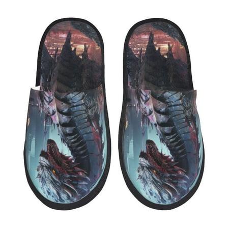 

Pofeuu Urban Mechanical Dragon Print EVA Fuzzy House super light Slippers Slippers Scuff Outdoor Indoor Warm Cozy Plush Bedroom Shoes Soft Flat Comfy Anti-Slip-Medium