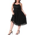thumbnail image 4 of Agnes Orinda Women's Plus Size Easter Wedding Dress Lace Floral Shoulder Straps Back Zipper Overlay Swing Formal Evening Gowns Cocktail Party Long Dresses 3X Black, 4 of 6