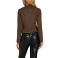 thumbnail image 3 of Chaqueta de motociclista recortada con cremallera y cuello alzado de ante sintético para mujer INSPIRE CHIC XS marrón oscuro, 3 of 6
