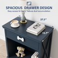 thumbnail image 4 of SUNVIVI Vintage Small Storage Cabinet with Led Light, Hidden Cat Litter Box with Drawer and Semi-open Space, Multi-Functional Nightstands with Pet House for Living Room, Bedroom, Blue, 4 of 9