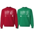 thumbnail image 1 of Wild Bobby, Happy Wife Happy Life Couples, Matching Couples Crewneck Sweater, RedKelly, Mens XL-Womens S, 1 of 3
