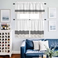 thumbnail image 2 of Black Grey Striped Kitchen Curtains Sets for Windows 24 Inch Length, Modern Farmhouse Stripes Rod Pocket Window Treatments Tier Curtains and Valances Set for Bedroom/Bathroom, 2 of 8