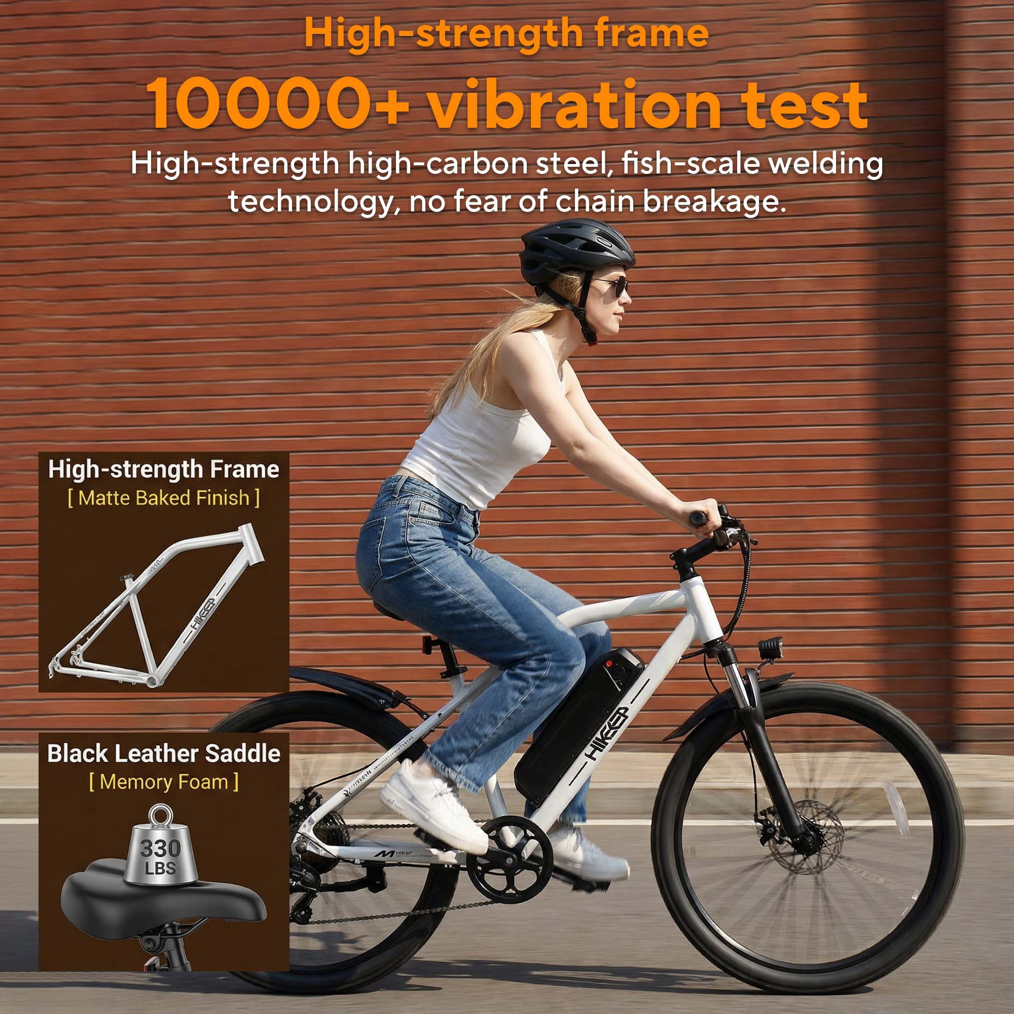 HeloKeep M2601 Electric Bike for Adults, 500W Motor, 48V 375Wh Removable Battery, 26" Puncture-Resistant Tires, 20MPH 7-Speed Ebike with Front Suspension & Disc Brakes, UL2849, Blue