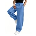 thumbnail image 4 of FGVCTG Men's Baggy Sweatpants, Solid Color Elastic Drawstring Wide Leg Jogging Pants with Pockets, Open Bottom Casual Sweat Pants for Everyday Wear Sky Blue S, 4 of 7