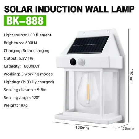 

HNGPNGH Outdoor Solar Wall Light Dual Bulb Motion Sensor Light Waterproof Solar Porch Light Strip 3 Modes Courtyard Garage Garden