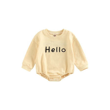 

Frobukio Toddler Baby Girls Spring Autumn Casual Romper Long Sleeve O Neck Letter Embroidery Bodysuit Jumpsuit Beige 6-12 Months