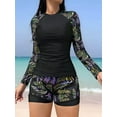 thumbnail image 2 of Women'S Long Sleeves Rash Guard - 2 Piece Swimsuits with Built in Bra Swim Shirt and Shorts  Green XL, 2 of 6