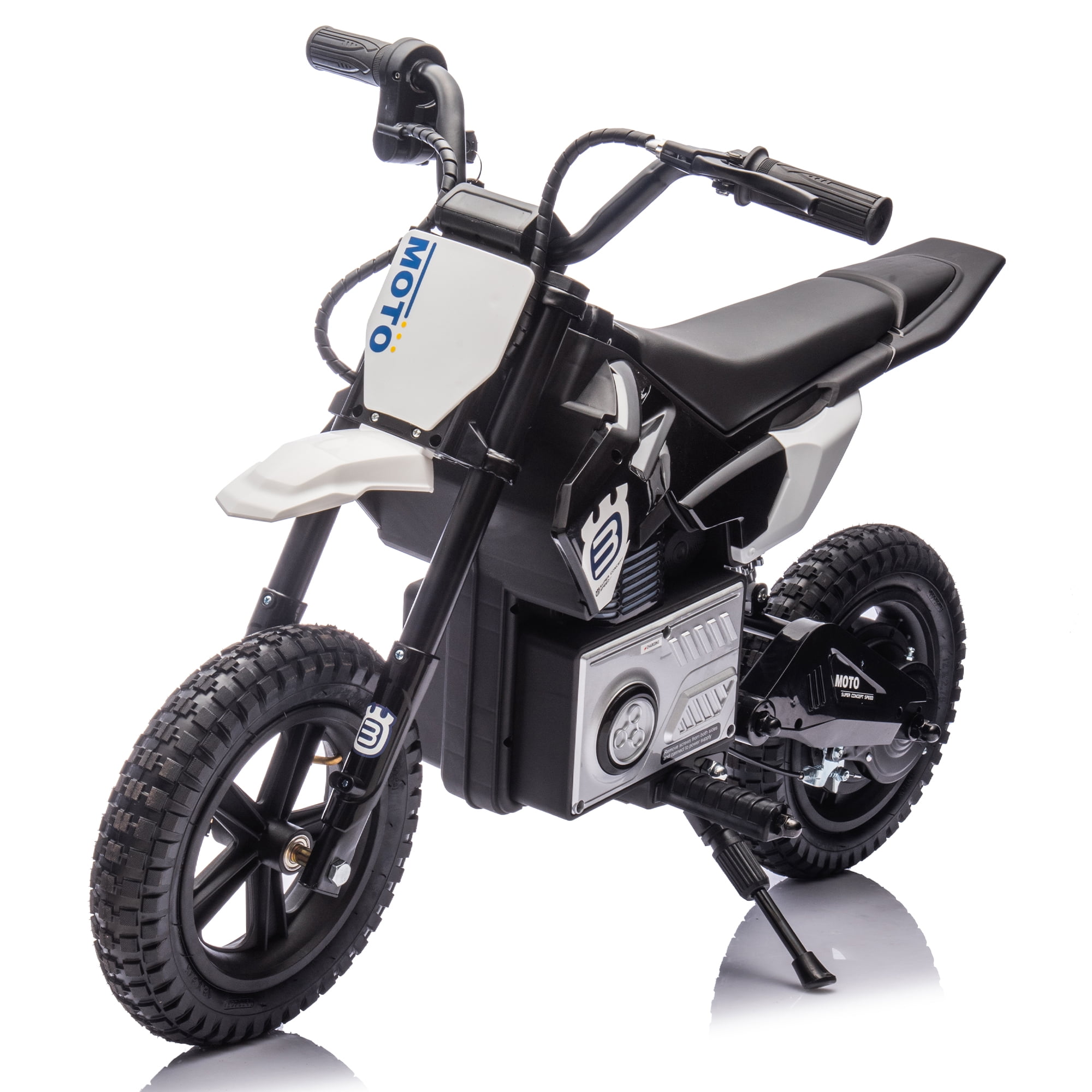 Sluting Kids Ride On Electric Motocross Motorcycle Black 24V with LED Lights for Ages 5-12 1-Count