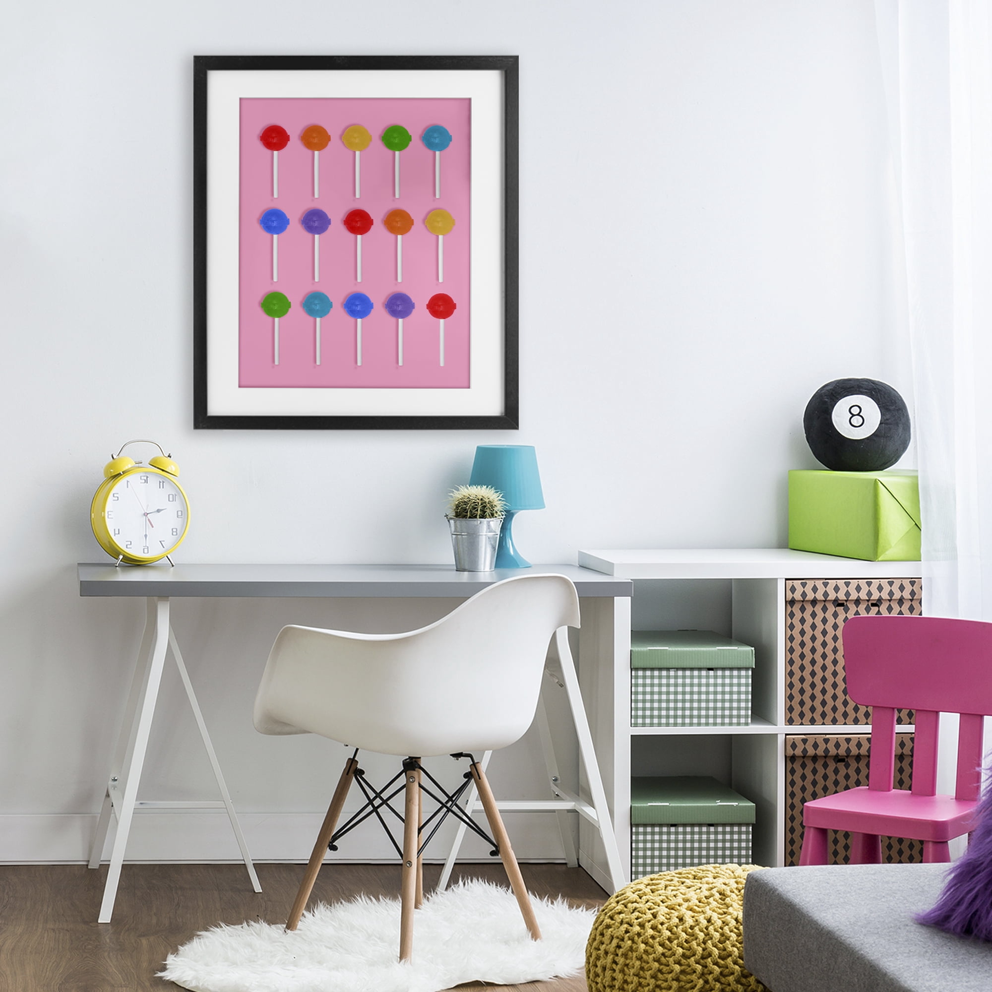 Stupell Industries Rainbow Lollipop Grid Black Framed Print Under Glass, design by LISH Creative